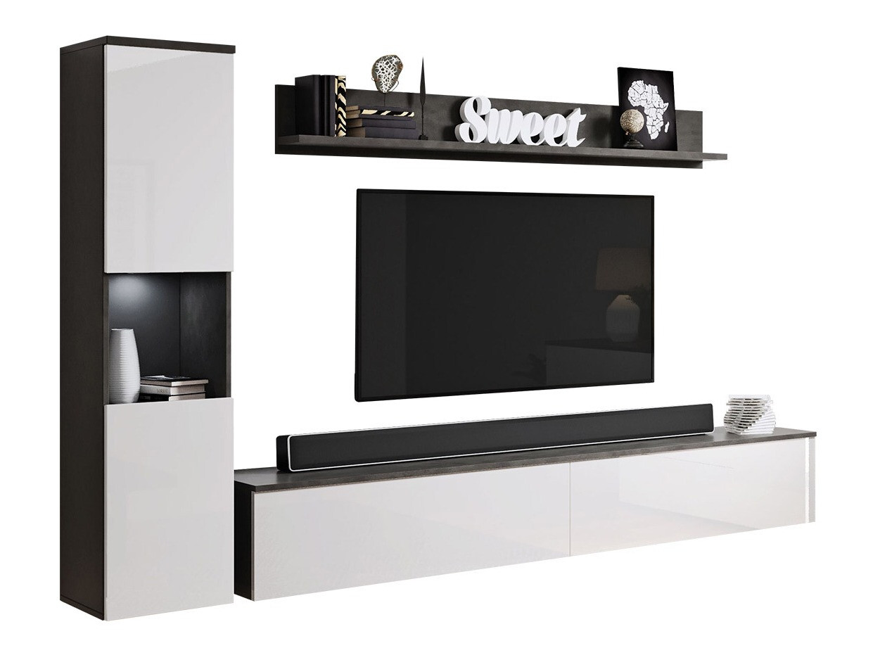 Nappali szett Sarasota 130 (Sötétszürke + Fényes fehér)