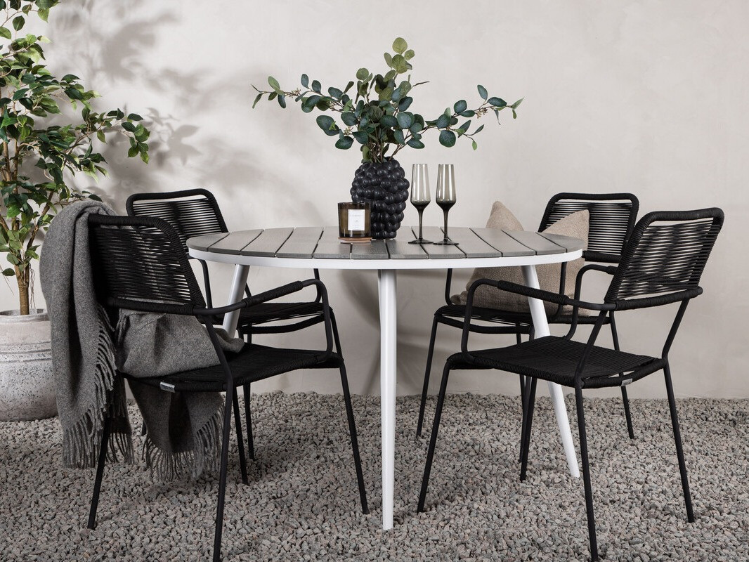 Asztal és szék garnitúra Dallas 3924 (Fehér + Szürke)