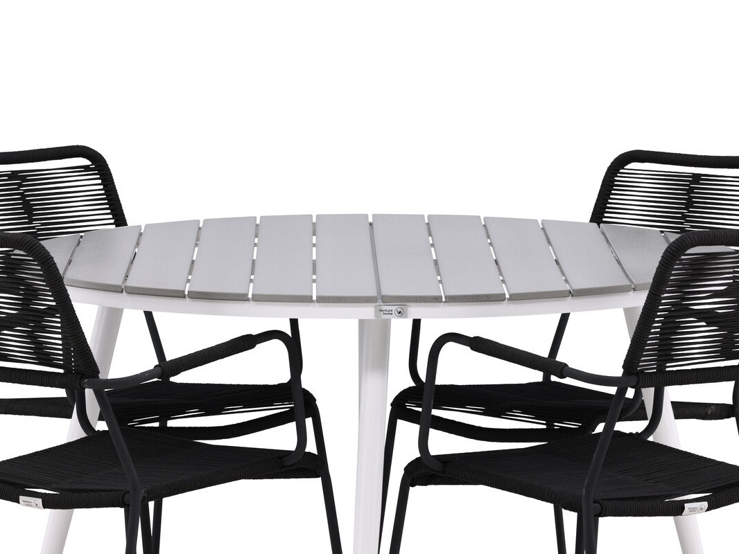 Asztal és szék garnitúra Dallas 3924 (Fehér + Szürke)