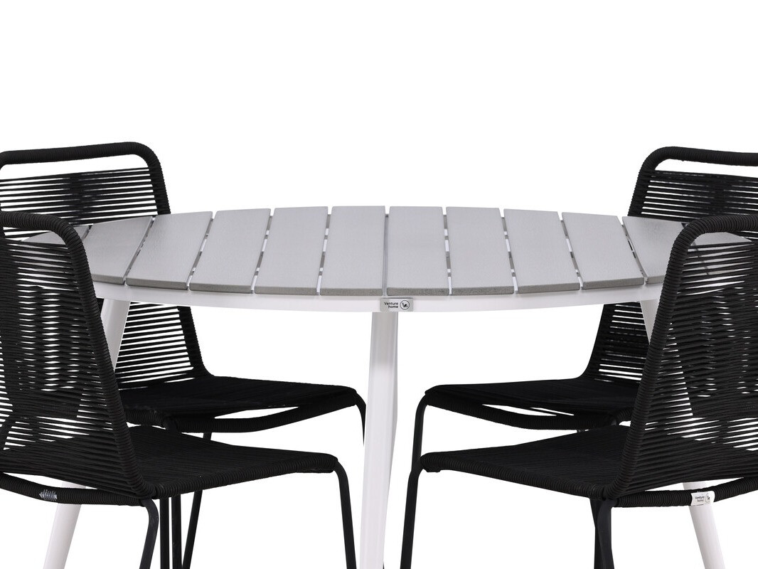 Asztal és szék garnitúra Dallas 3925 (Fehér + Szürke)