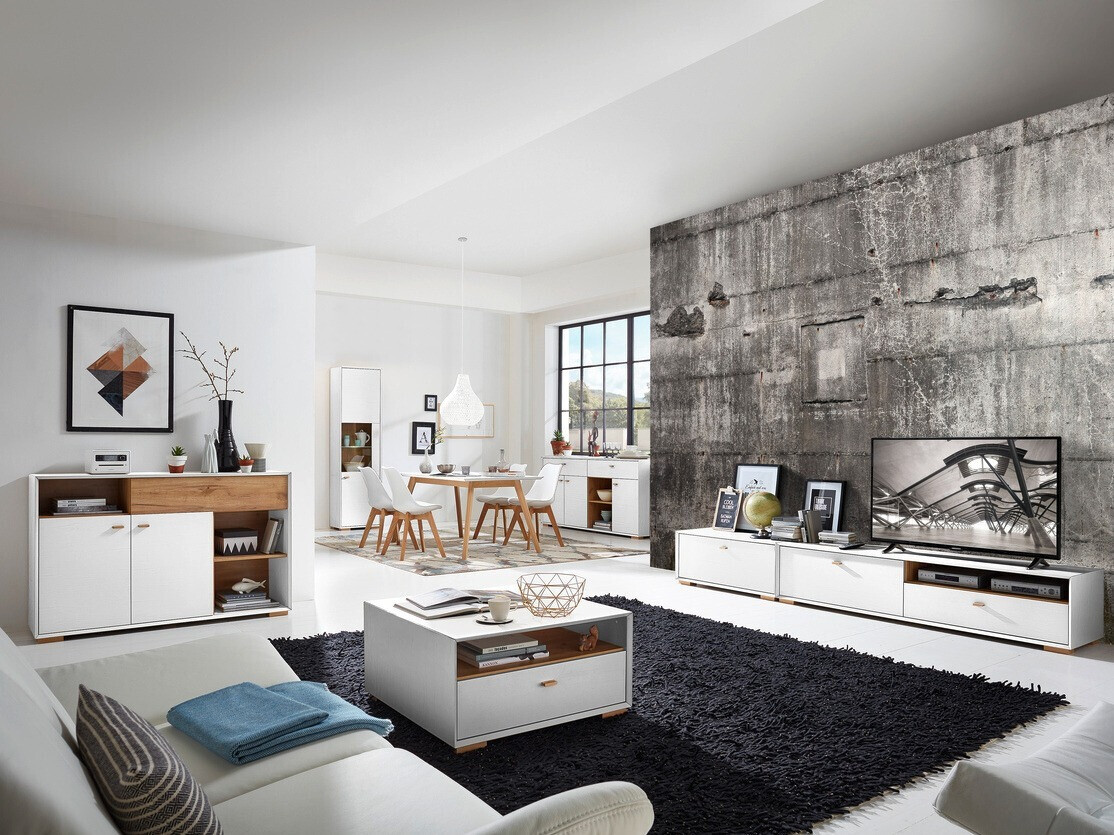 TV-állvány Sacramento 503 (Fehérített fenyő + Navarra tölgy)