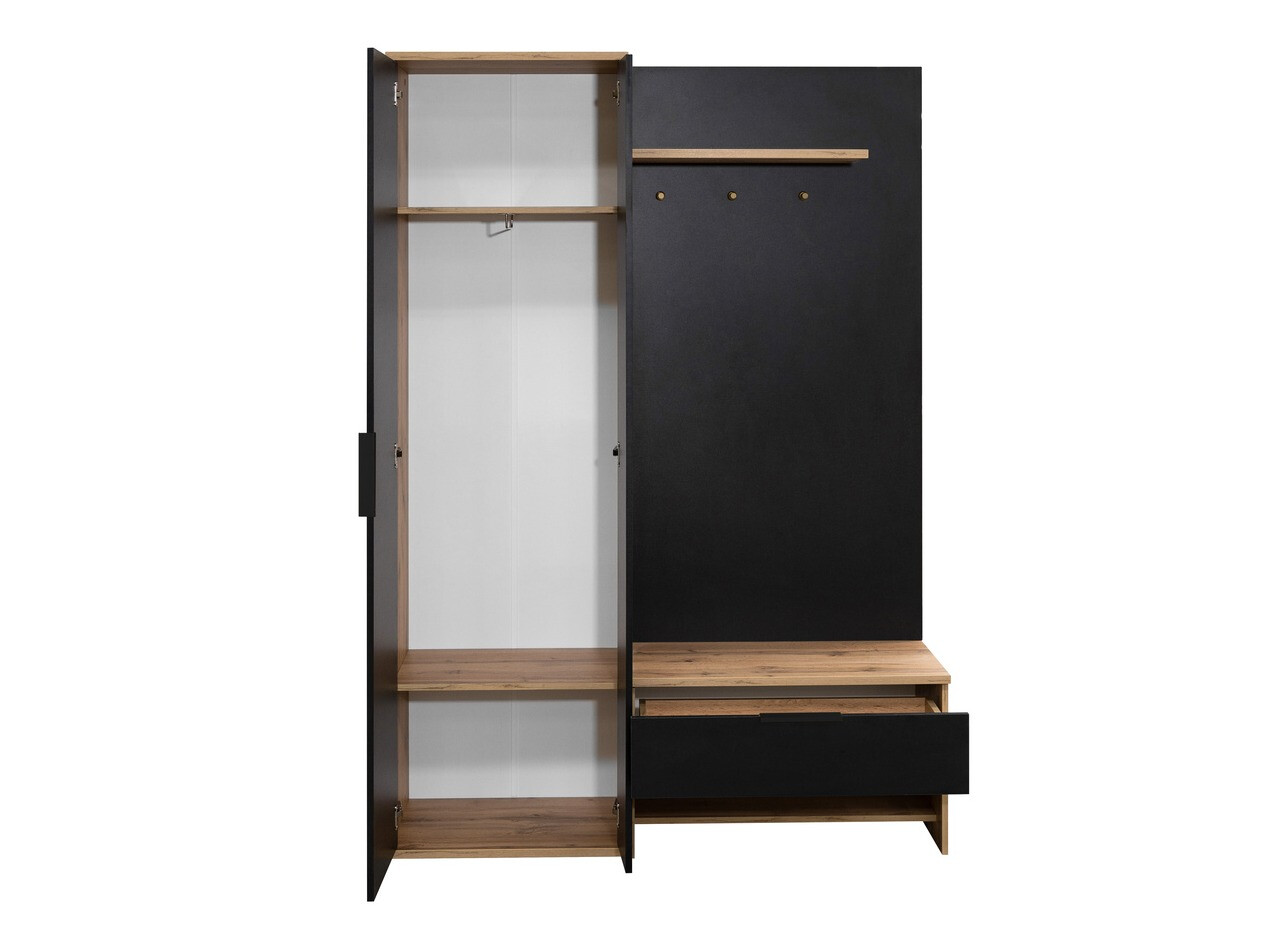 Előszoba garnitúra Honolulu 160 (Fekete + Wotan tölgy)