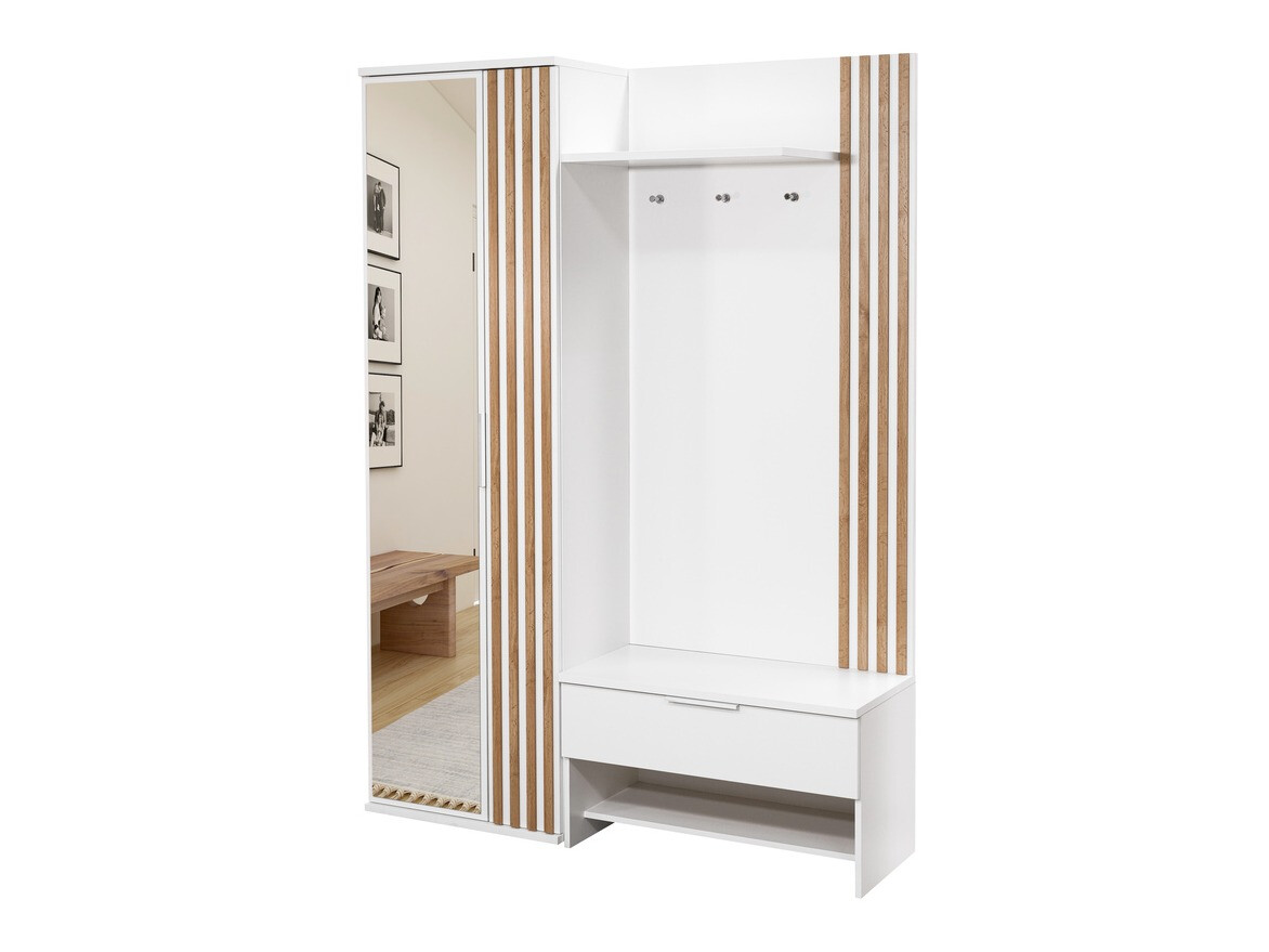 Előszoba garnitúra Honolulu 161 (Fehér + Wotan tölgy)