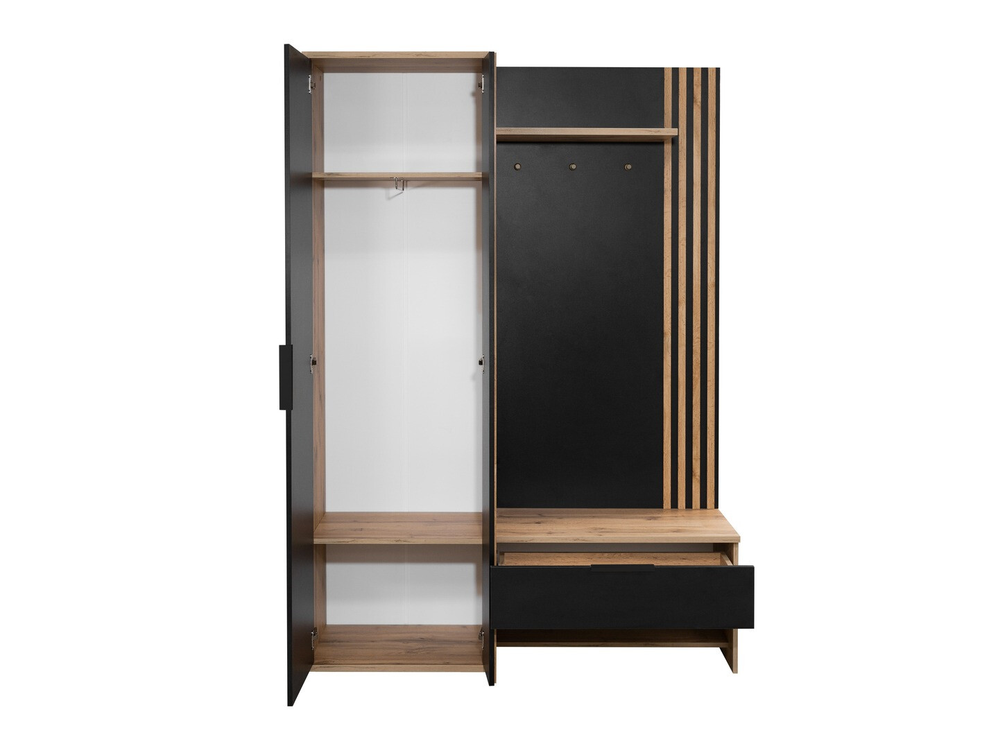 Előszoba garnitúra Honolulu 161 (Fekete + Wotan tölgy)