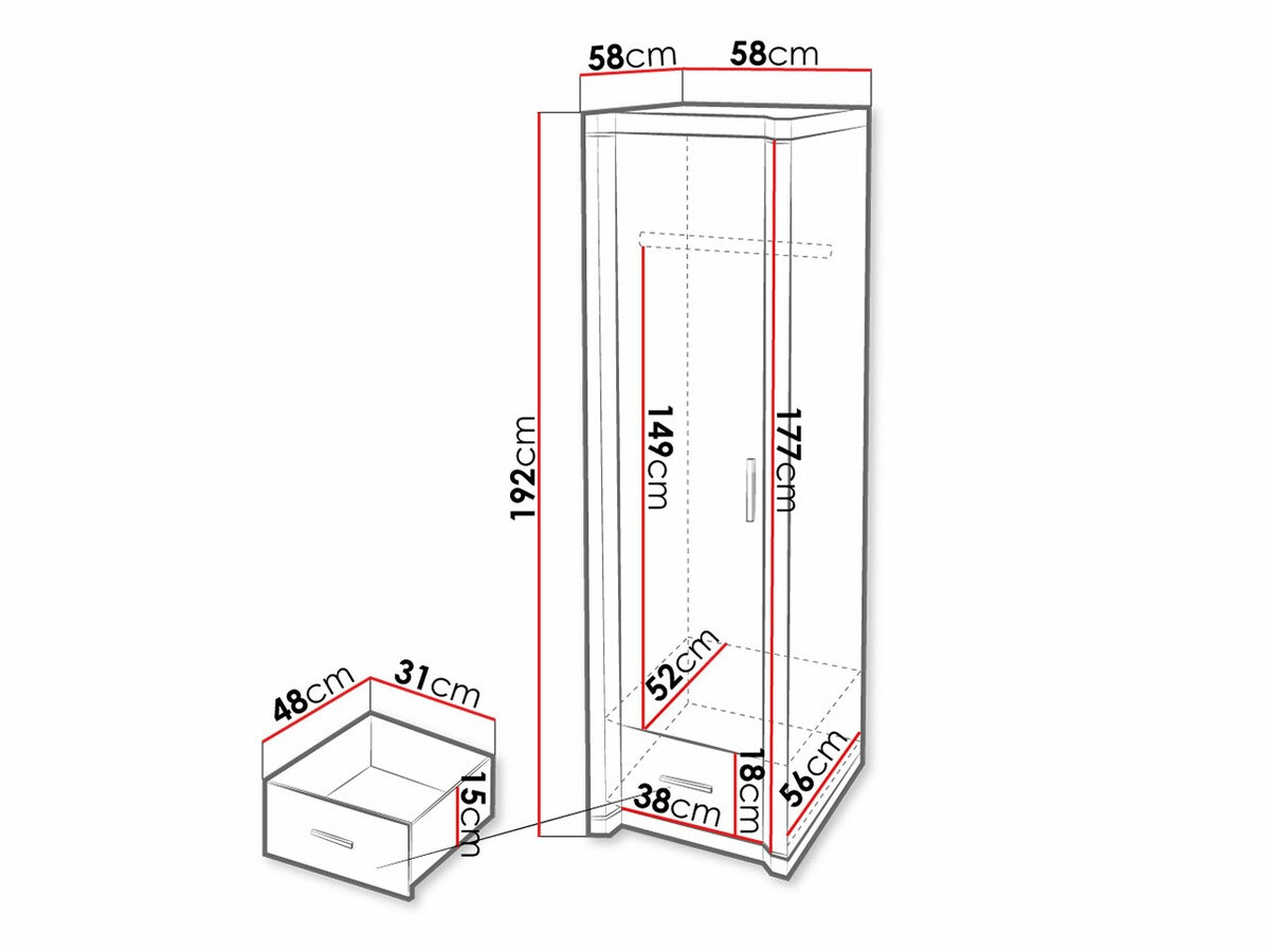 Gardróbszekrény Lorelie 117 (Triufel tölgy)