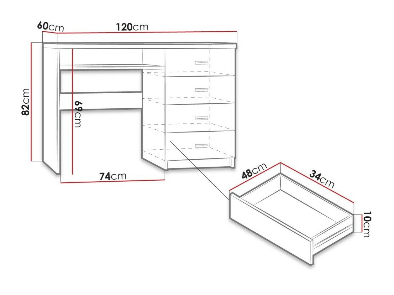 Íróasztal Serfeno 114 (Sötét kőris)
