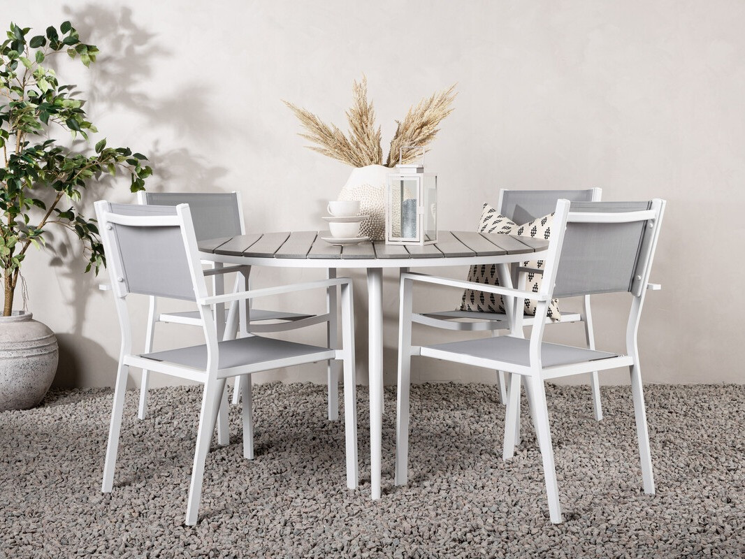 Asztal és szék garnitúra Dallas 4088 (Szürke + Fehér)