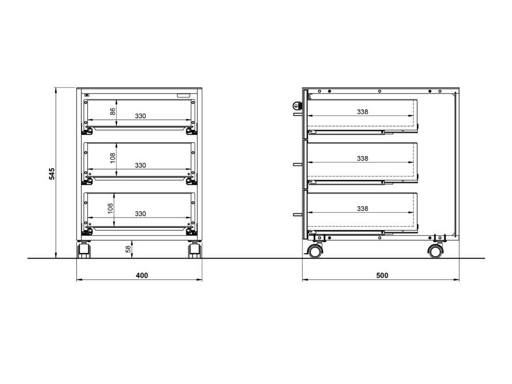 Görgős konténer Catcamu 101 (Fényes fehér + Navarra tölgy)