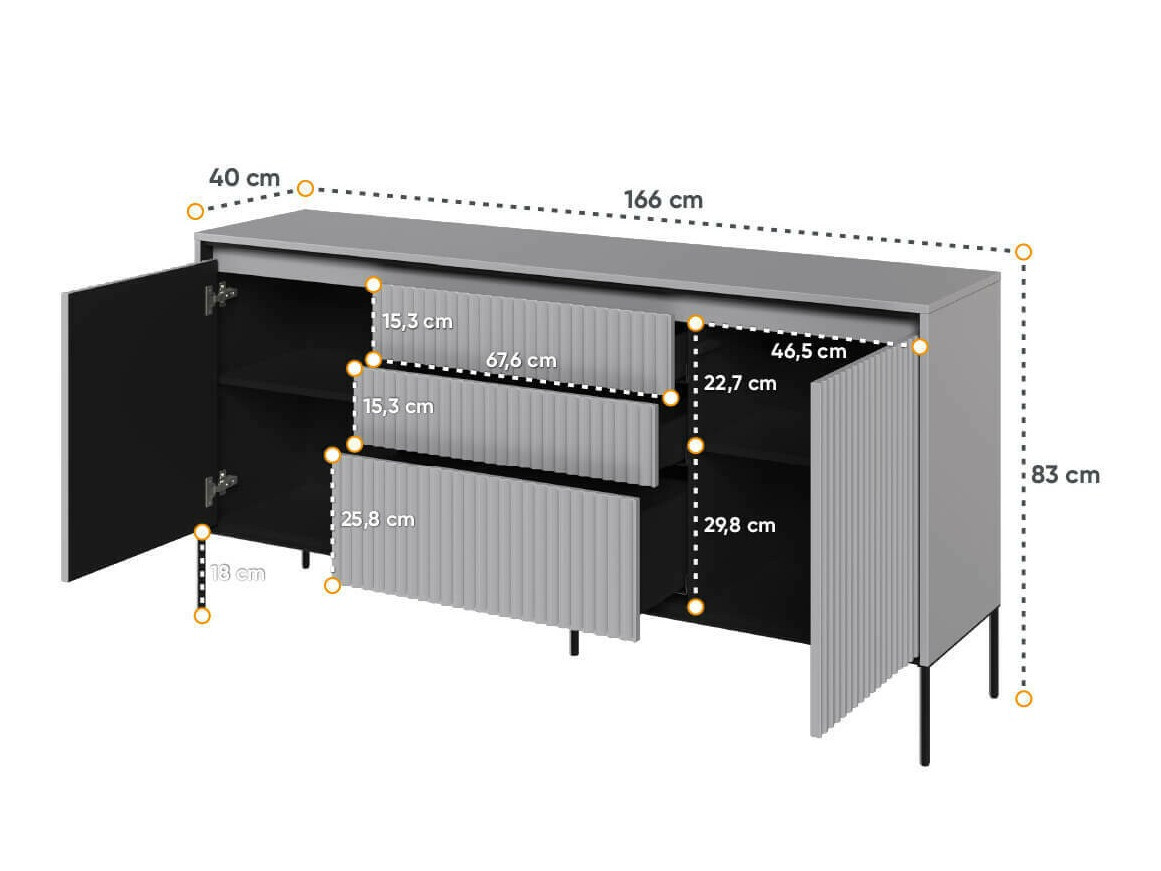 Komód Fernolu 100 (Szürke + Fekete)