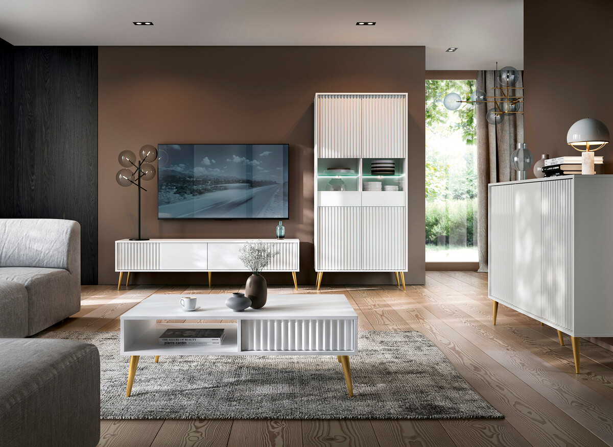 TV-állvány Cirferi 105 (Fehér + Aranysárga)