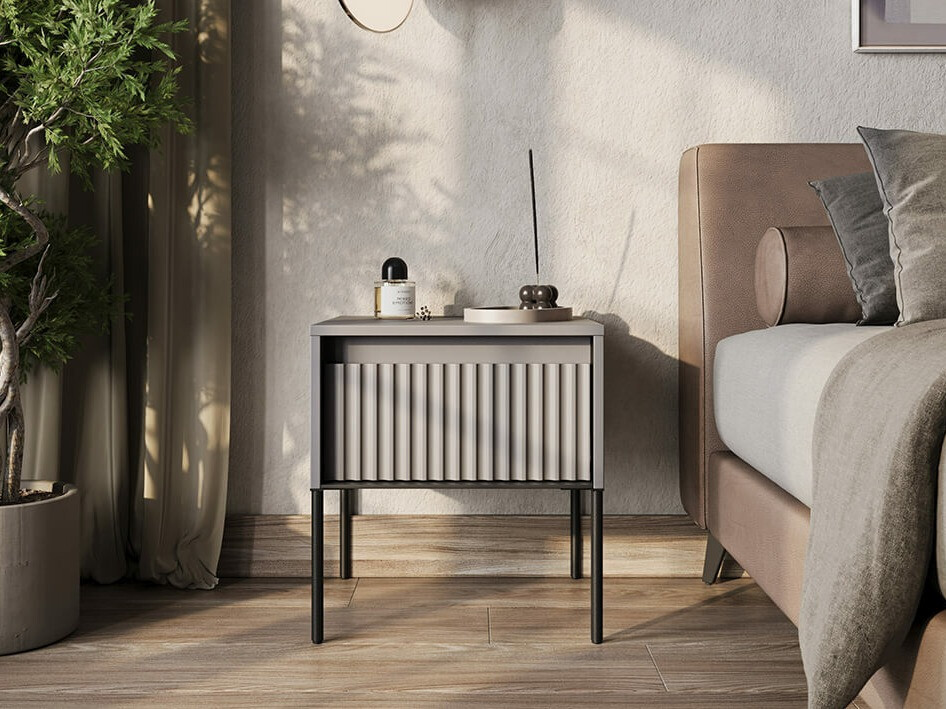 Éjjeliszekrény Fernolu 111 (Szürke + Fekete)