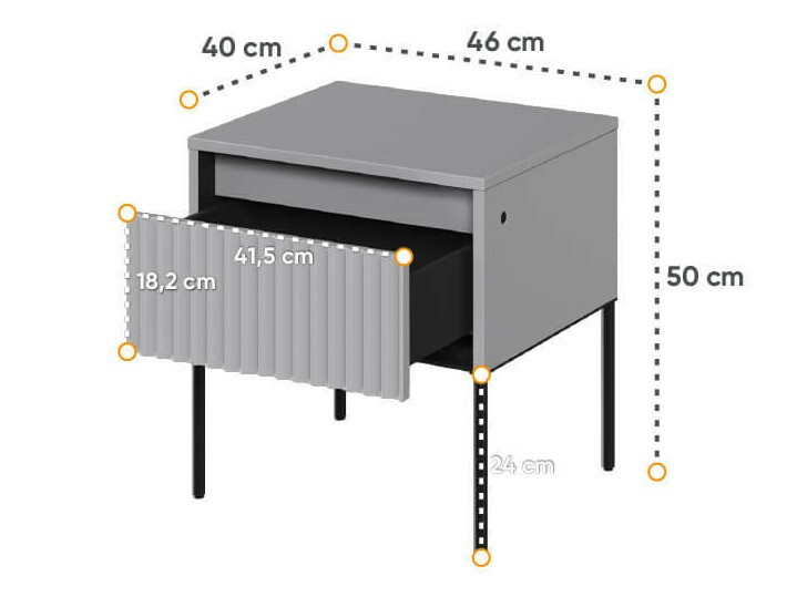 Éjjeliszekrény Fernolu 111 (Szürke + Fekete)