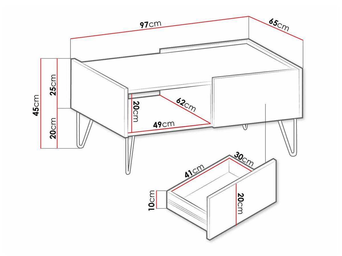 Dohányzóasztal Levdale 102 (Grafit + Fekete márvány)