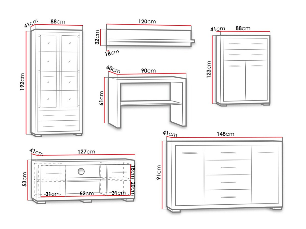 Nappali szett Fiomeri 128 (Sötét santana tölgy)