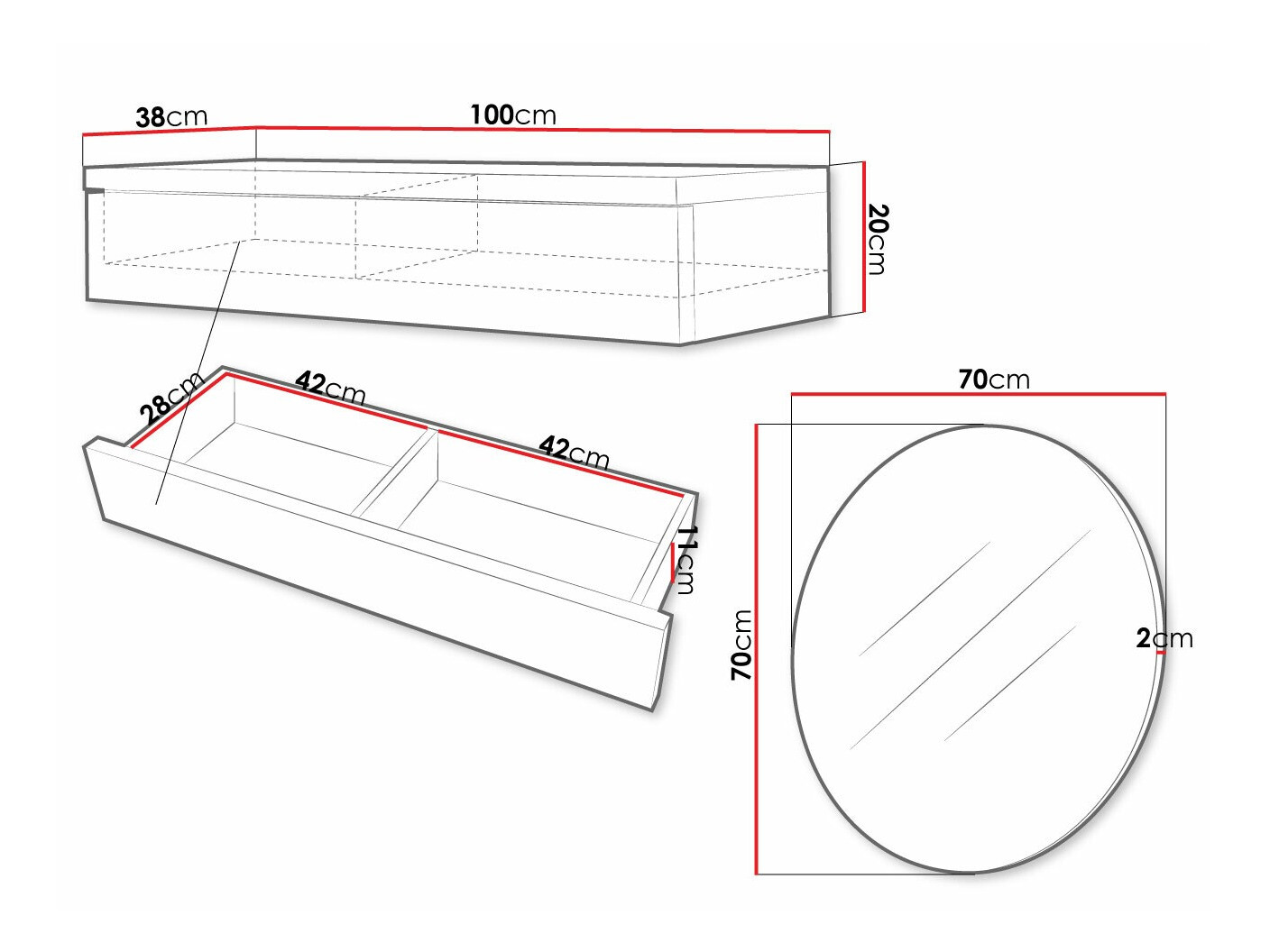 Fésülködő asztal Delpher I (Fehér + Fényes fehér)