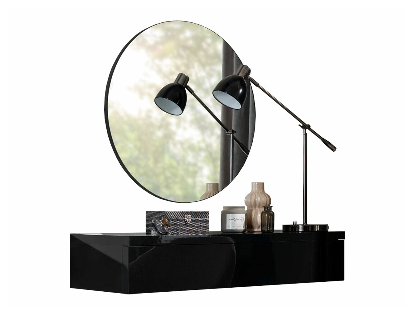 Fésülködő asztal Delpher I (Fekete + Fényes fekete)