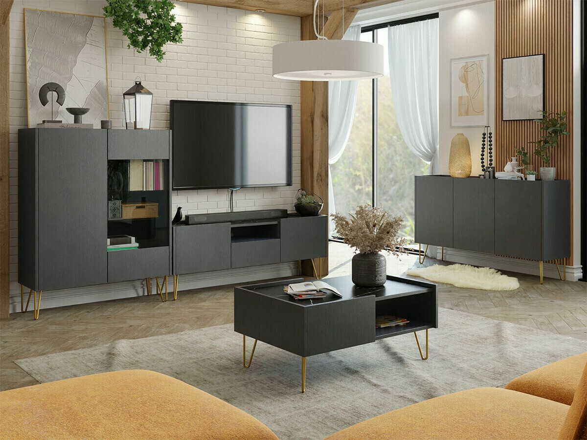 Nappali szett Levdale 105 (Grafit + Fekete márvány)