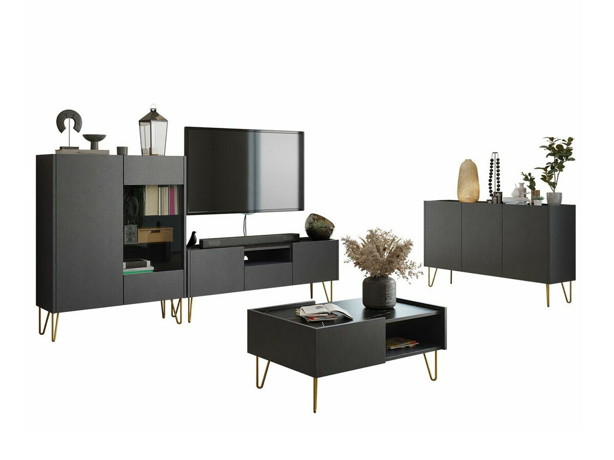 Nappali szett Levdale 105 (Grafit + Fekete márvány)