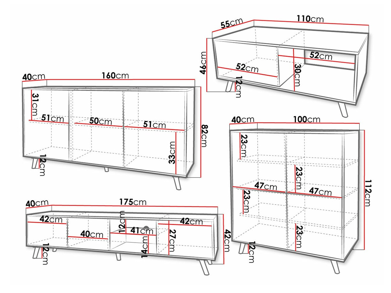 Nappali szett Merced 134 (Fehér)