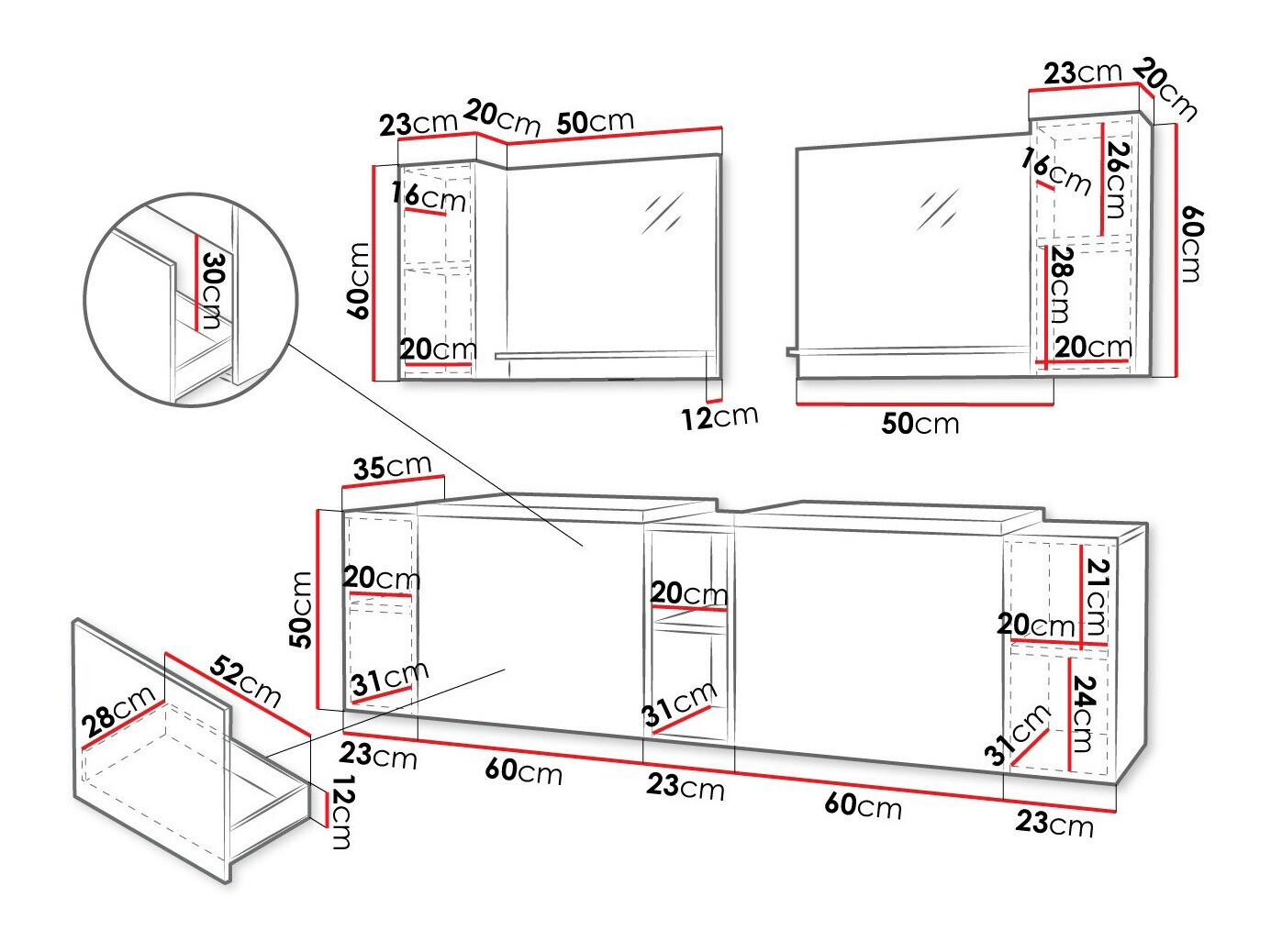 Fürdőszoba garnitúra Comfivo Livciro 101 (Fekete + Grafit)