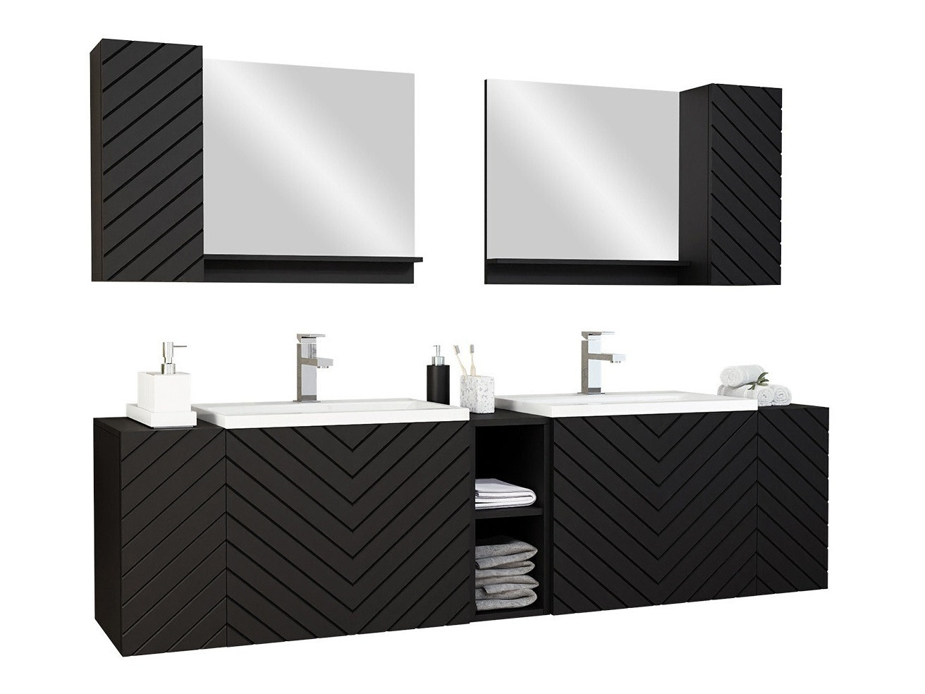 Fürdőszoba garnitúra Comfivo Livciro 101 (Fekete + Grafit)
