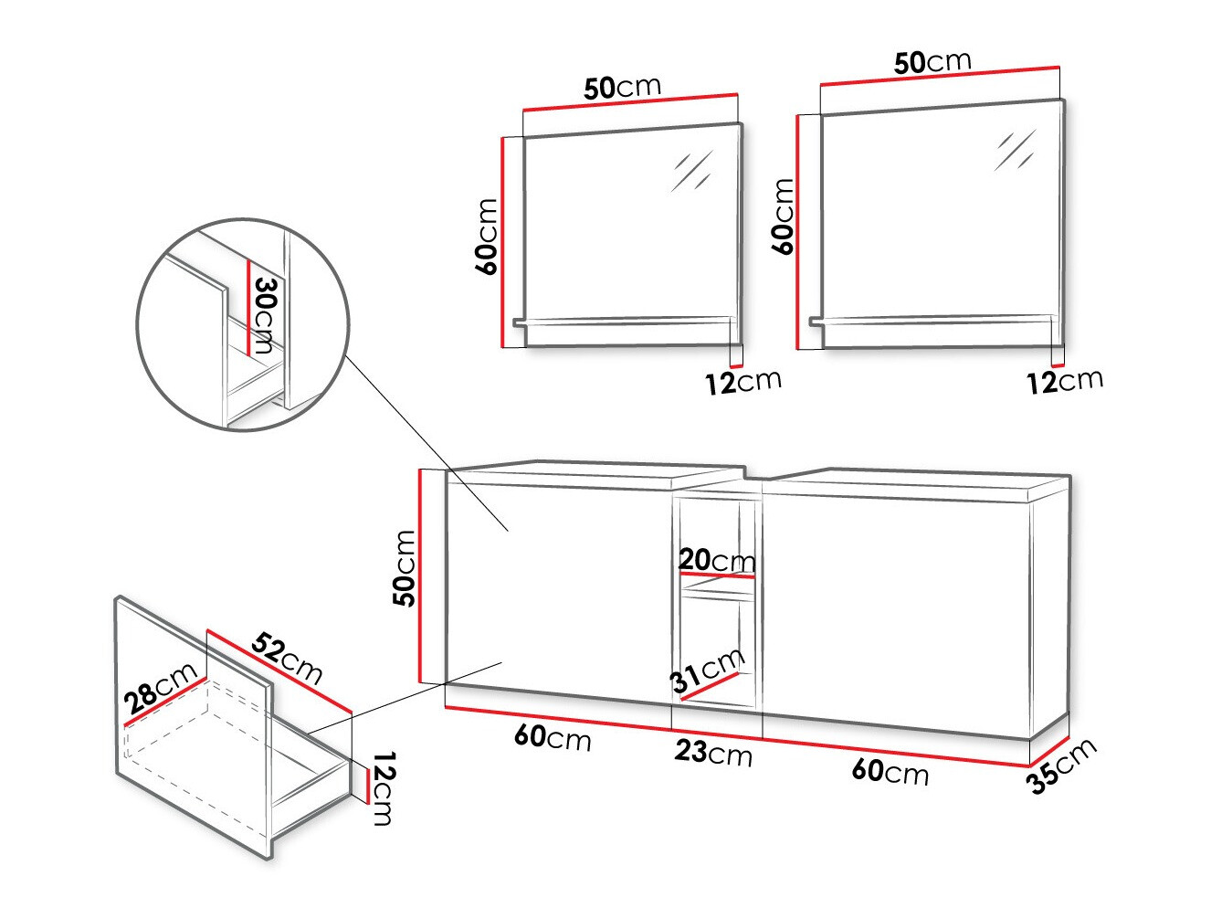 Fürdőszoba garnitúra Comfivo Livciro 105 (Fekete + Grafit)