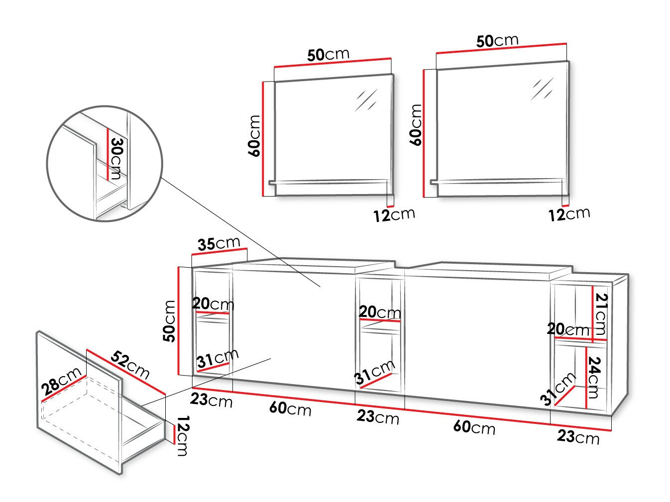 Fürdőszobai garnitúra Comfivo Livciro 104 (Fekete + Grafit)