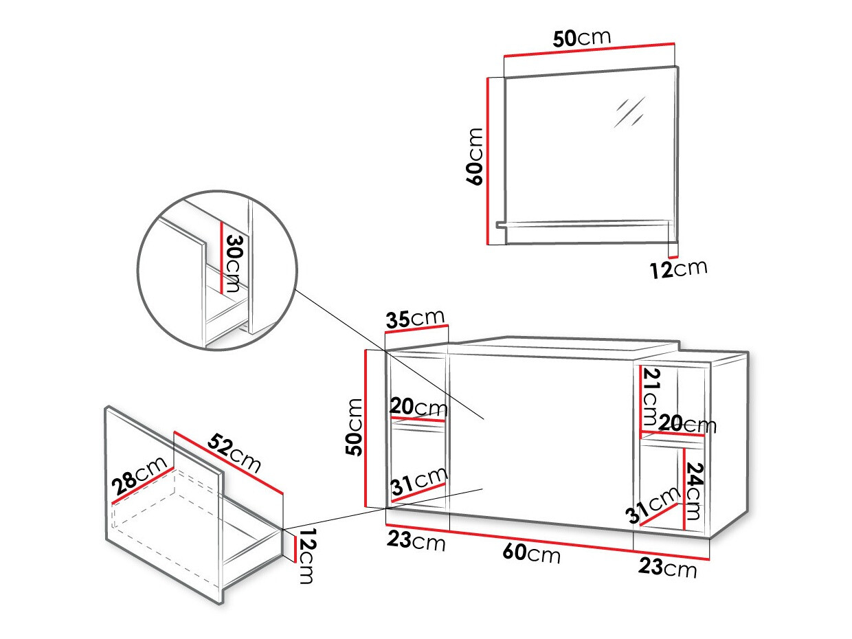 Fürdőszobai garnitúra Comfivo Livciro 108 (Fehér)
