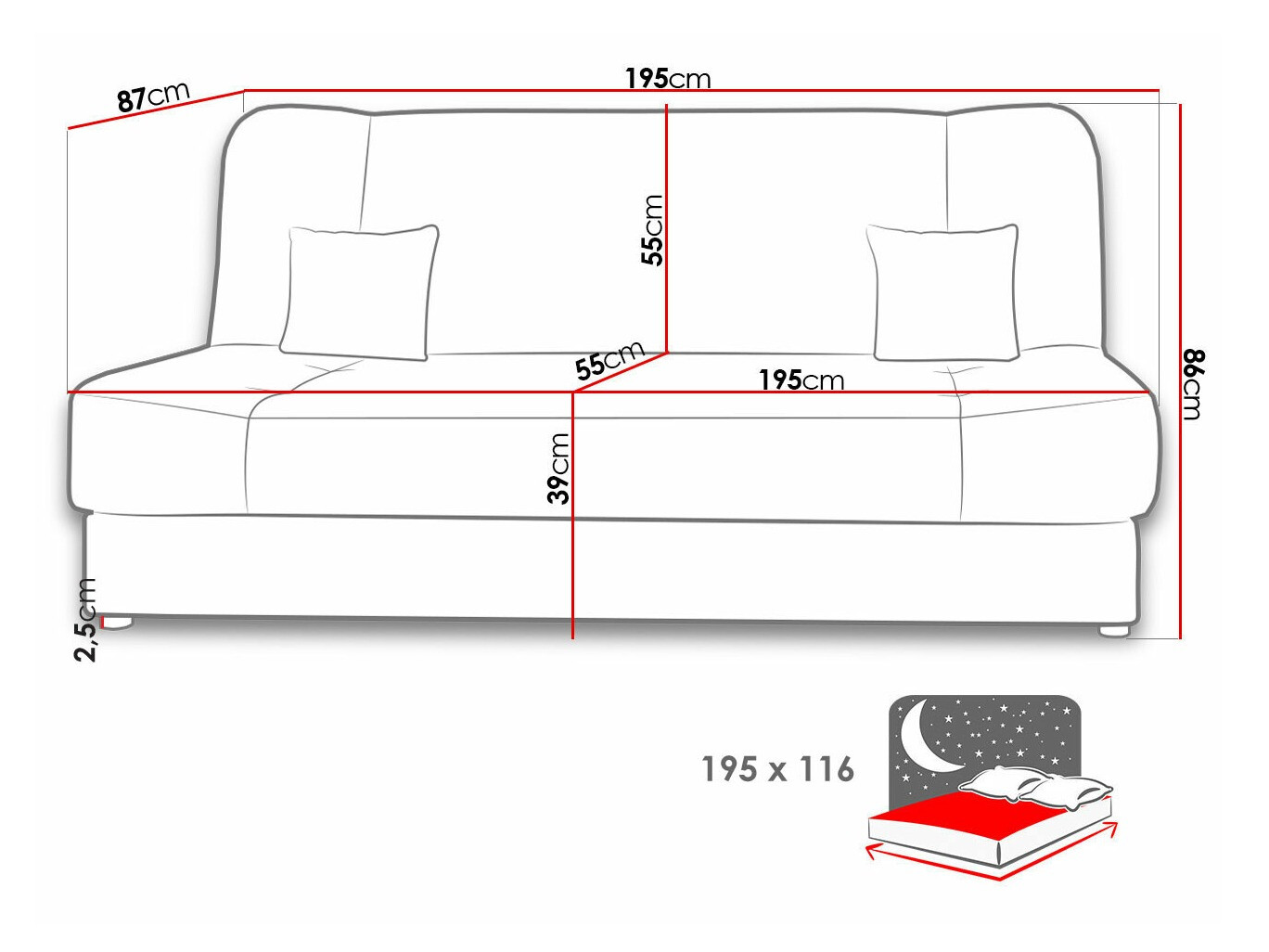 Kanapéágy Comfivo Cera III (Poso 100)