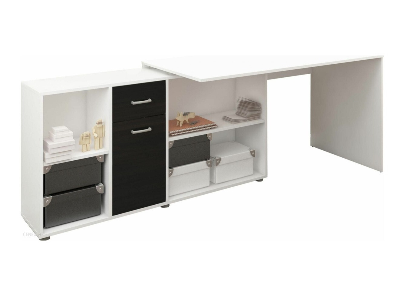 Sarok íróasztal Gilroy 113 (Fehér + Fényes fekete)