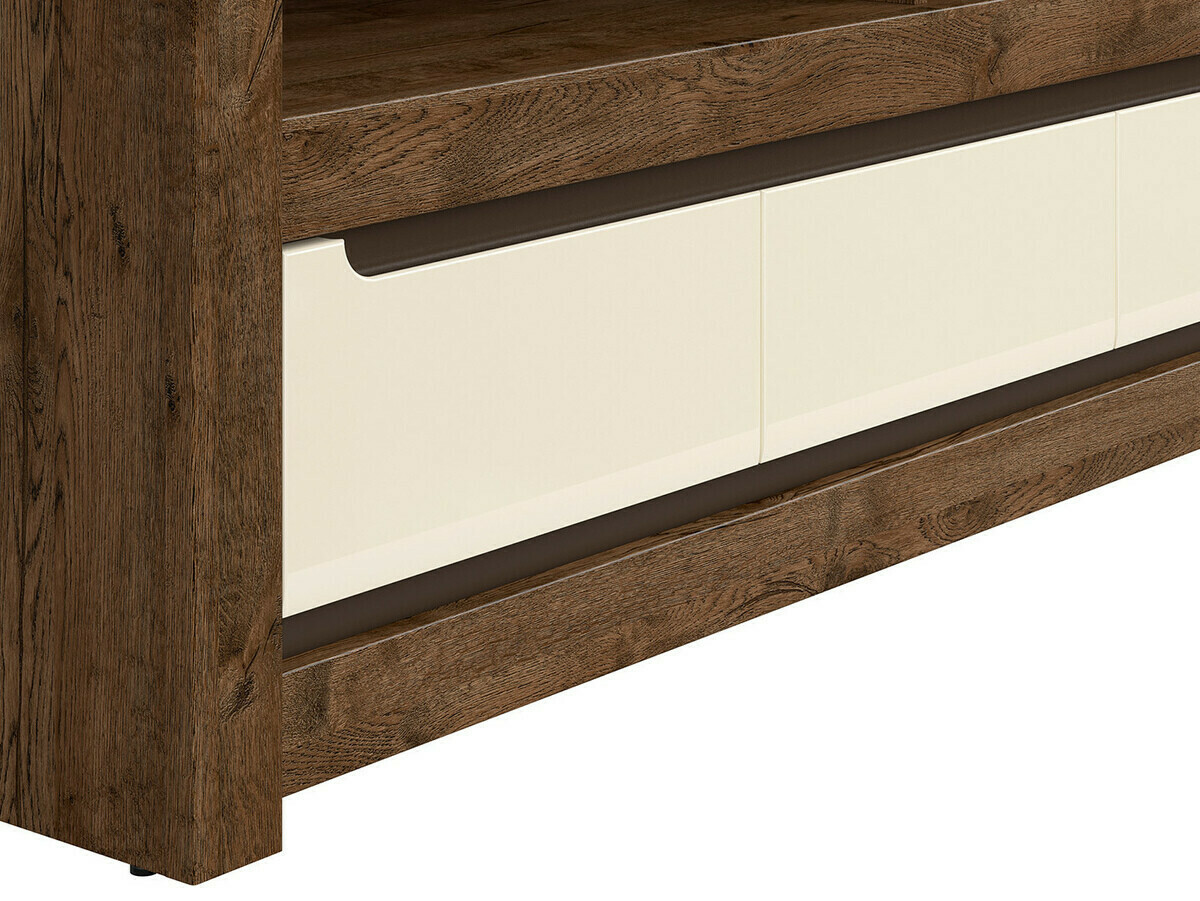 TV-állvány Ophevaru 108 (Fényes krém + April tölgy)