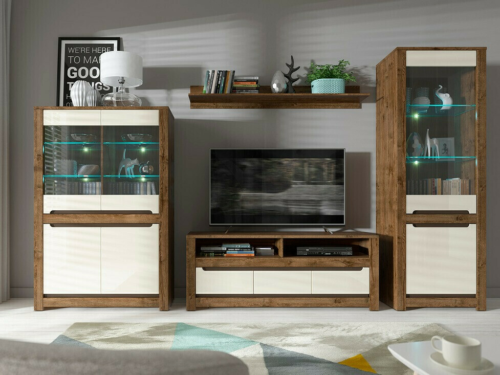 Gardróbszekrény Ophevaru 109 (Fényes krém + April tölgy)