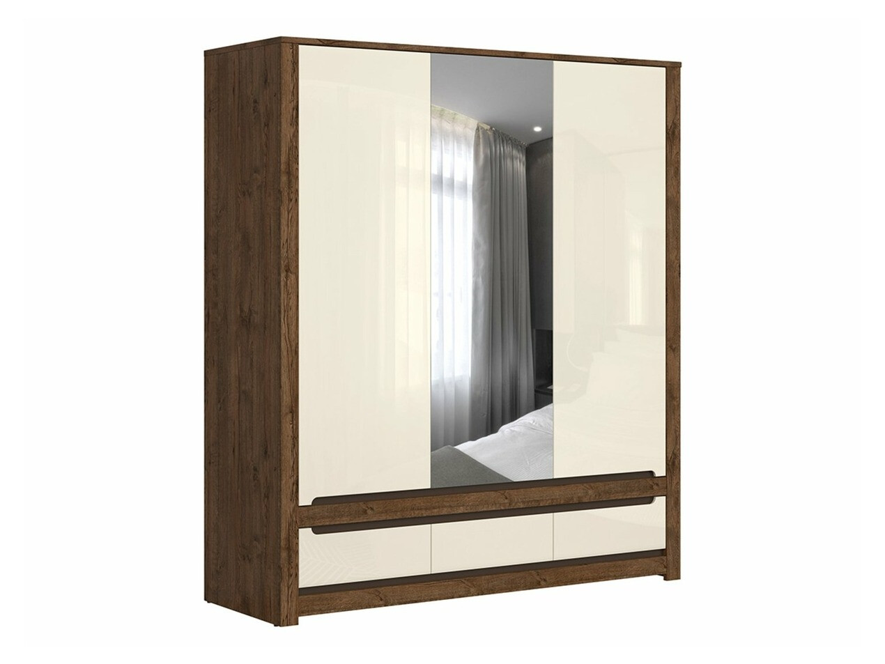 Gardróbszekrény Ophevaru 114 (Fényes krém + April tölgy)