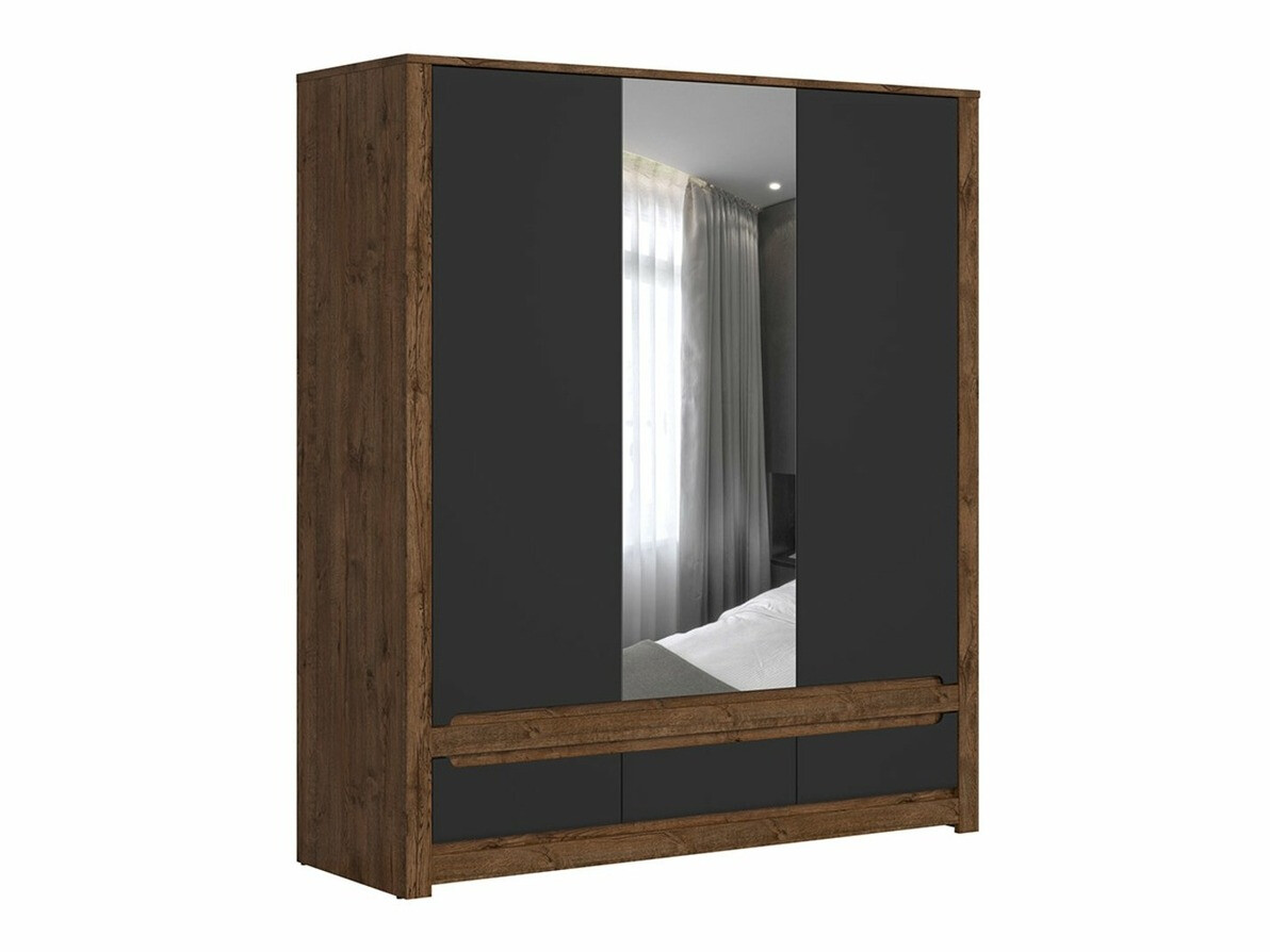 Gardróbszekrény Ophevaru 114 (Matt fekete + April tölgy)