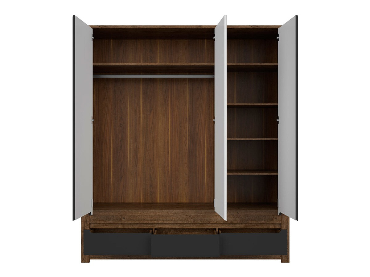 Gardróbszekrény Ophevaru 114 (Matt fekete + April tölgy)