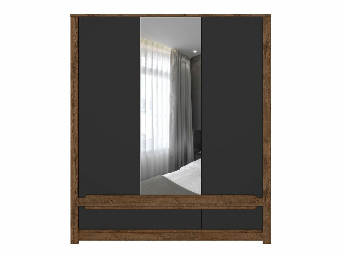 Gardróbszekrény Ophevaru 114 (Matt fekete + April tölgy)