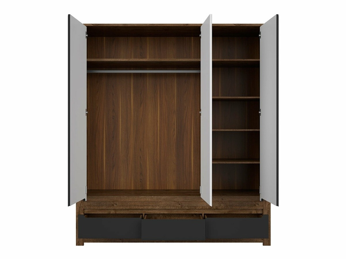 Gardróbszekrény Ophevaru 119 (Matt fekete + April tölgy)