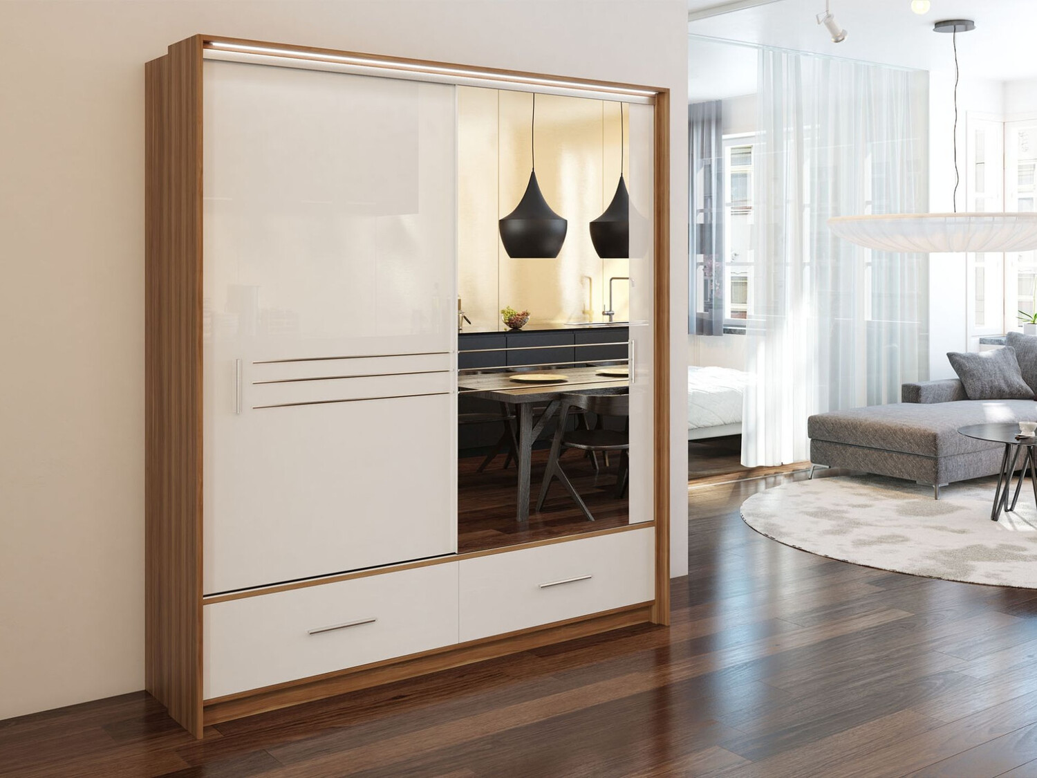 Gardróbszekrény Honolulu 163 (Szilva + Fényes fehér)