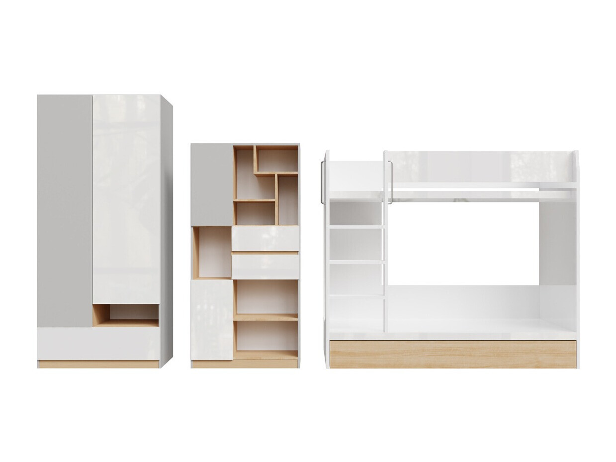 Gyerekszoba garnitúra Nuevaru 119 (Fényes fehér)