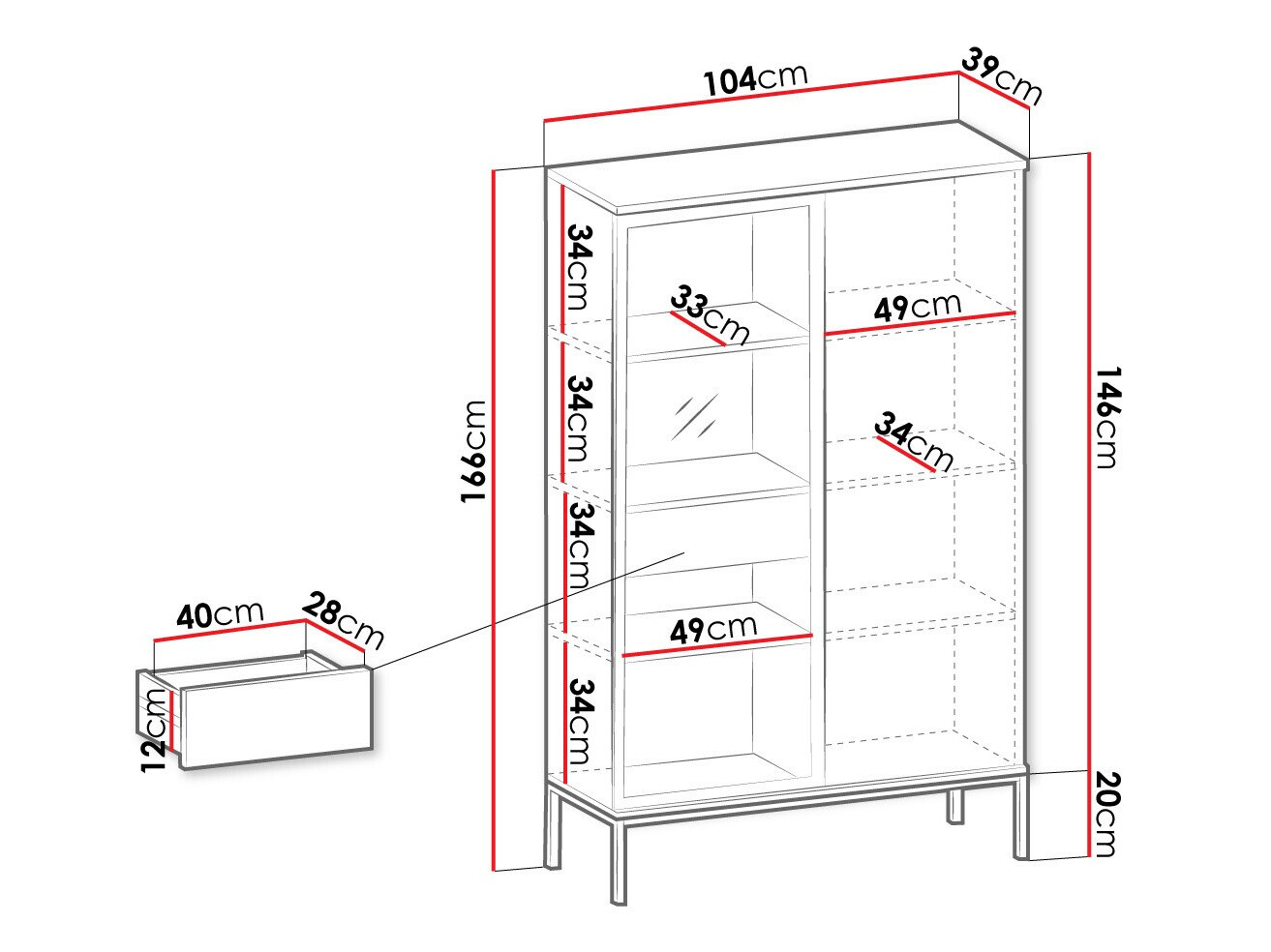 Könyvespolc Manal (Fekete + Wotan tölgy)
