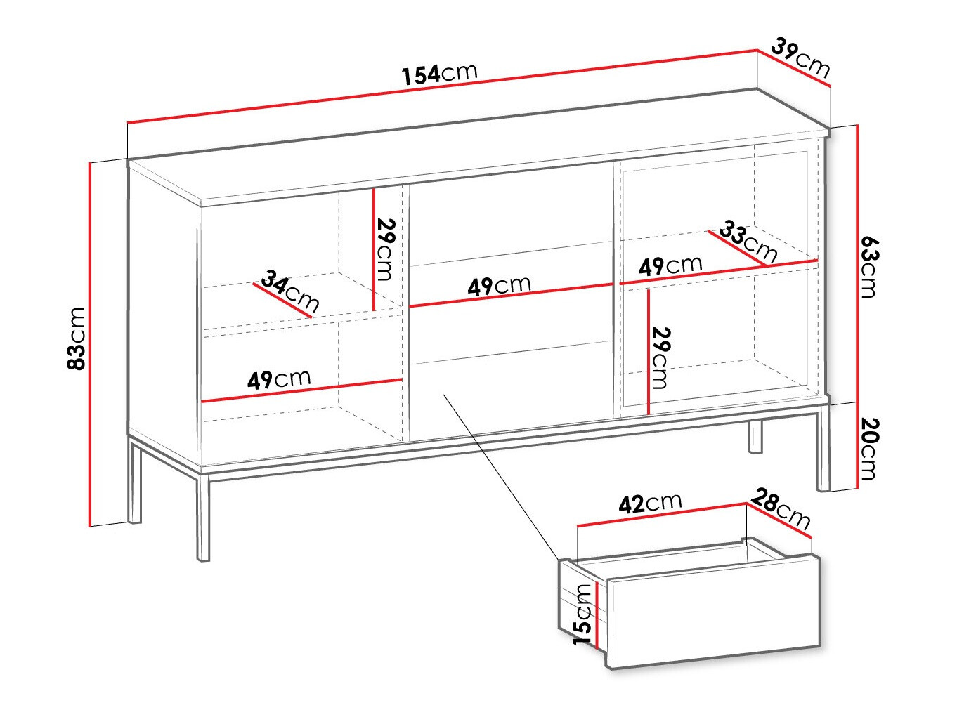 Komód Soferi 108 (Fekete + Wotan tölgy)