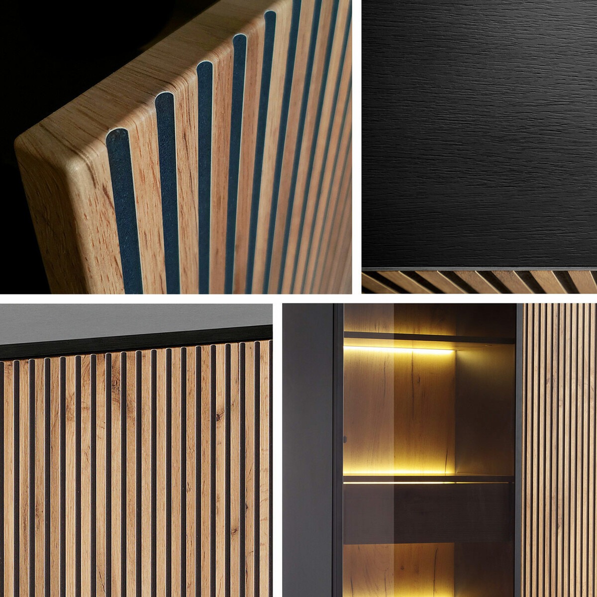 TV-állvány Manal (Fekete + Wotan tölgy)