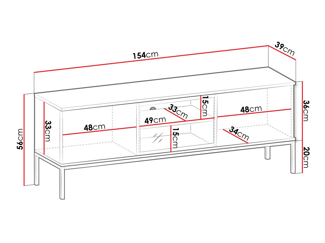 TV-állvány Manal (Fekete + Wotan tölgy)