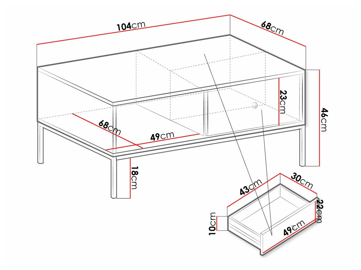 Dohányzóasztal Romveri 105 (Fehér)