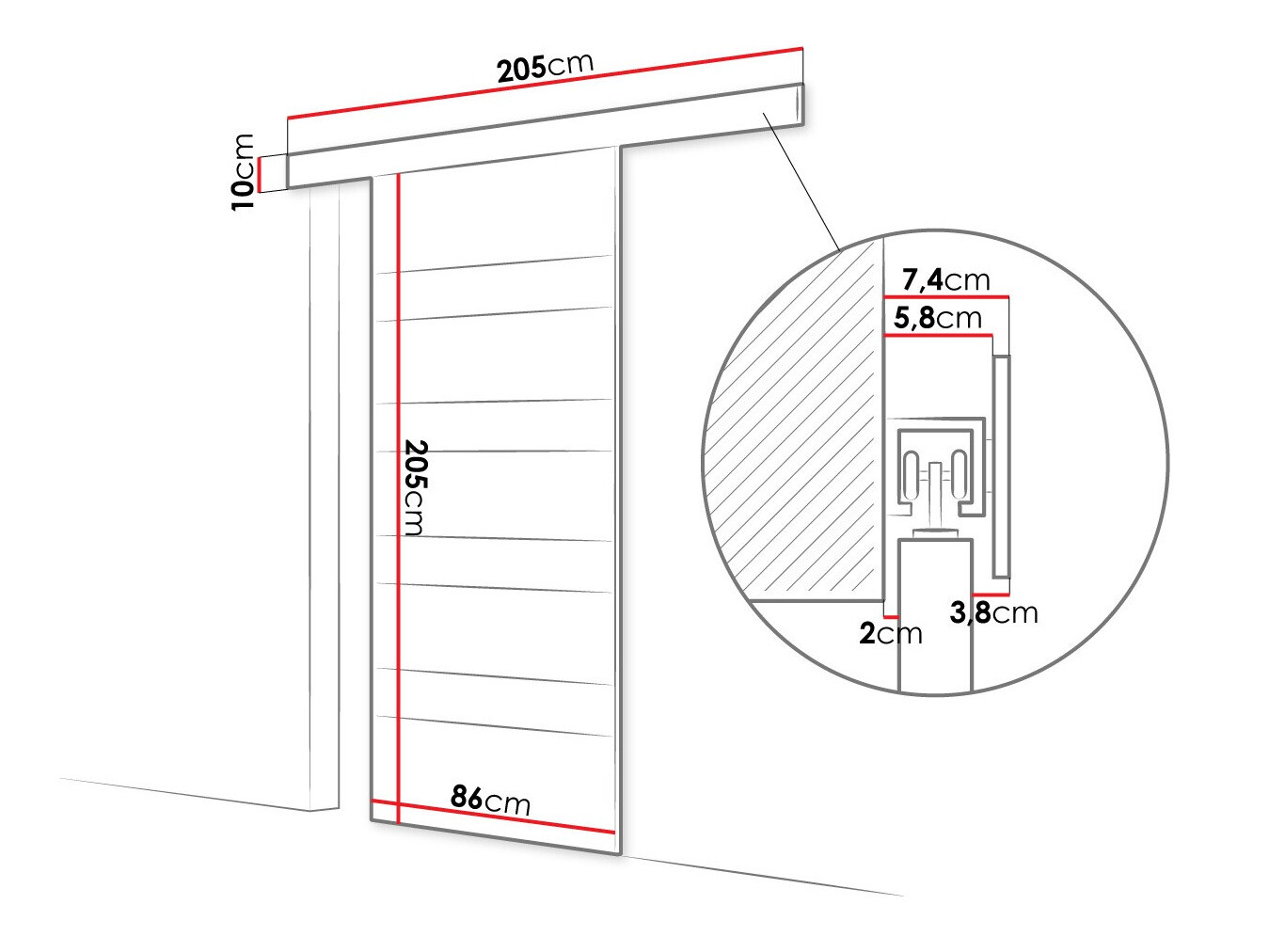 Tolóajtók Closico Materia V (Fehér + Fekete)