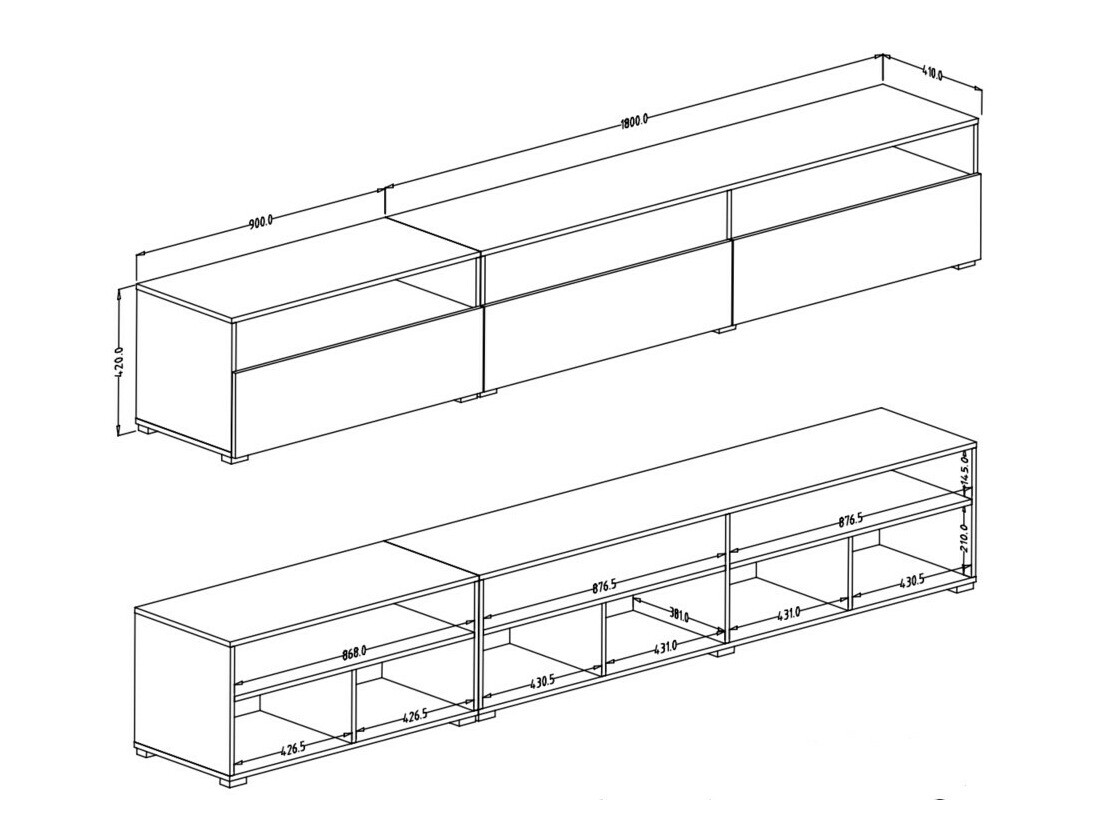 TV-állvány Serodeu 105 (Fehér + Fényes fehér)