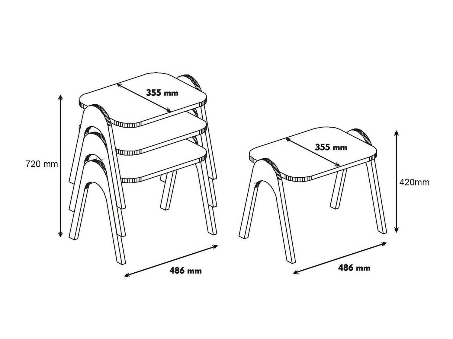 Oldalsó asztalok szett Kailua 1621 (Dió + Fehér)