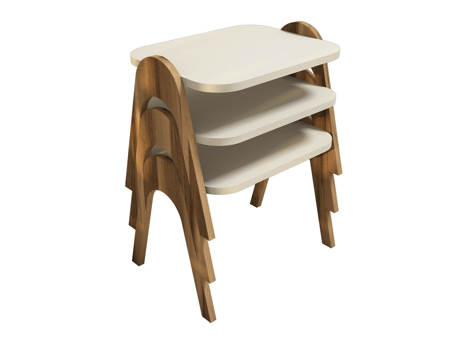 Oldalsó asztalok szett Kailua 1621 (Dió + Krém)