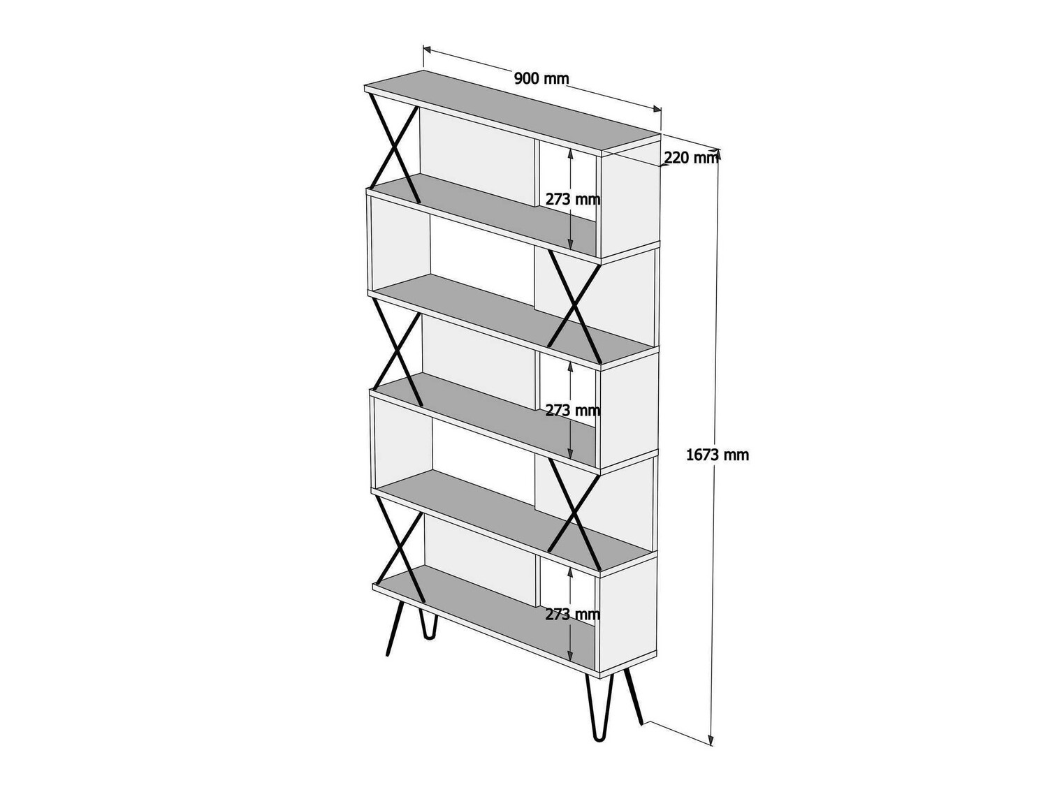 Könyvespolc Kailua 138 (Tölgy)