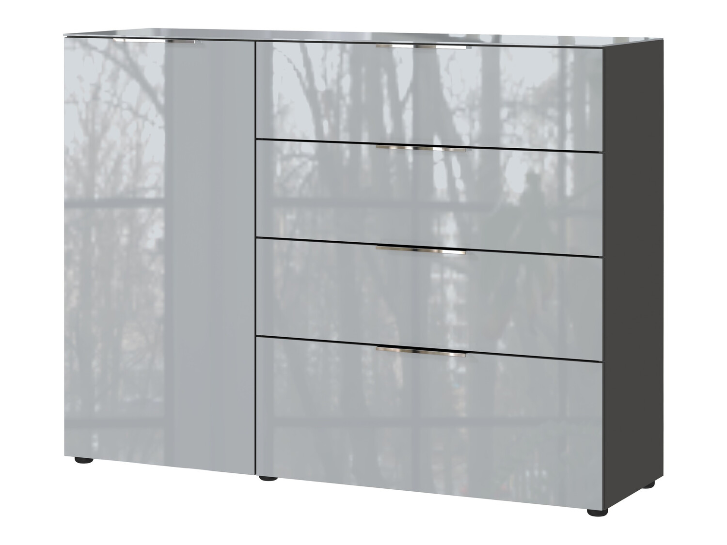 Komód Sacramento 300 (Grafit + Fényes szürke)